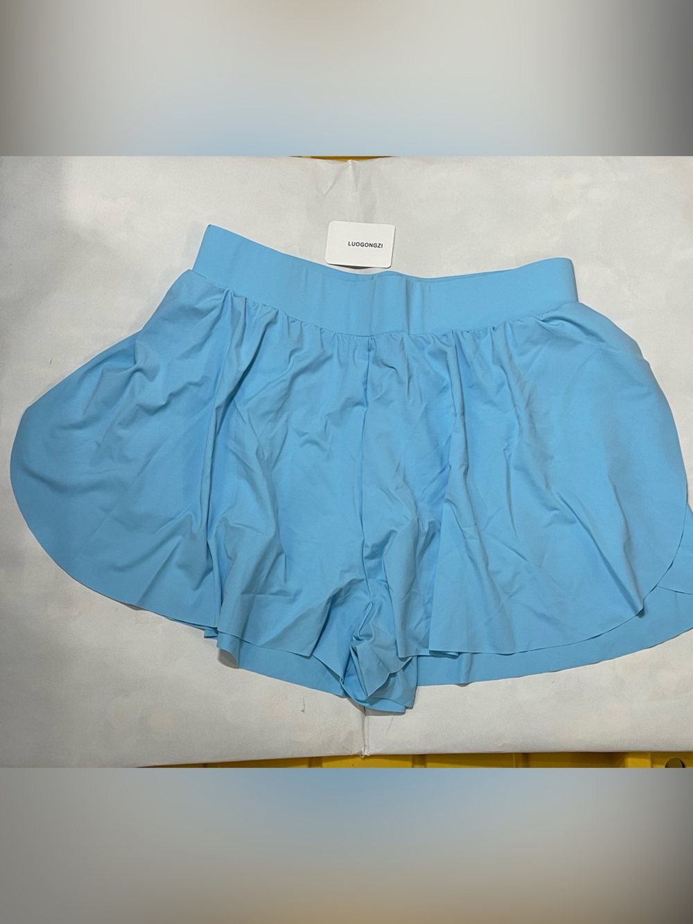 Women's Light Blue Athletic Skort with Elastic Waistband